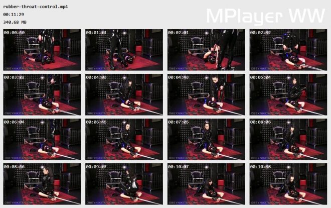 Mistress Nikita FemDom Videos:  Rubber Throat Control