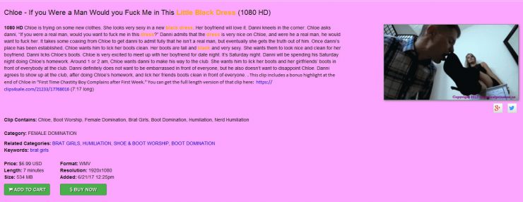 Brat Princess 2: Chloe – If you Were a Man Would you Fuck Me in this Little Black Dress (1080 HD) (with Bonus) (July 19th 2017)