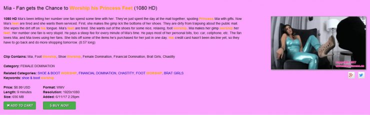 Brat Princess 2: Mia – Fan gets the Chance to Worship his Princess Feet (1080 HD) (July 6th 2017)