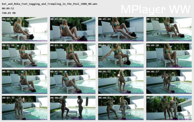 Brat Princess 2: Kat Soles and Nika Venom – Foot Gagging and Trampling in the Pool (1080 HD)