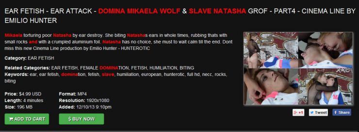 Hunt Erotic: Ear Fetish – Ear Attack – Domina Mikaela Wolf and Slave Natasha
