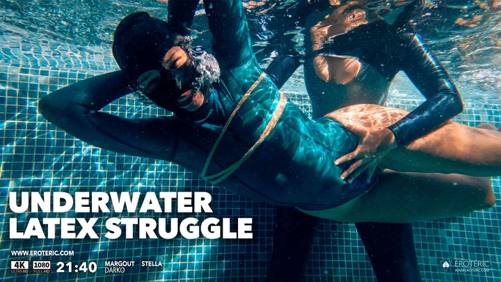 Eroteric Shibari Bondage:  Margout Darko, Stella – Underwater Latex Struggle (4K): bondage diving fetish ($15.99 Clips4sale)