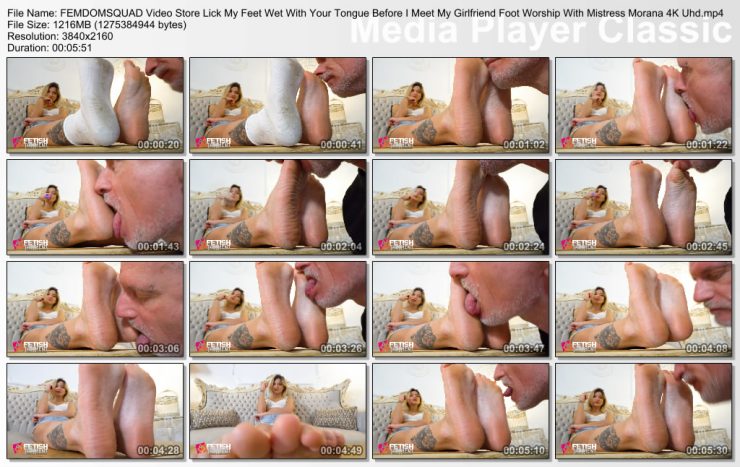 FEMDOMSQUAD Video Store: Lick my feet wet with your tongue before I meet my girlfriend ( Foot Worship with Mistress Morana ) 4K ($9.99 Clips4sale)