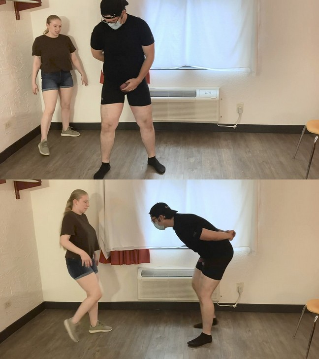 Onlyballkicking: Stress Balls, Shannon Ballbuster – Jean Shorts, Thick Thighs and Busted Nuts