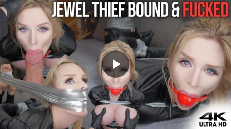 Roxy Cox:  Thief Bound & Gagged! Brutal Hogtape Fuck & Facial 4K